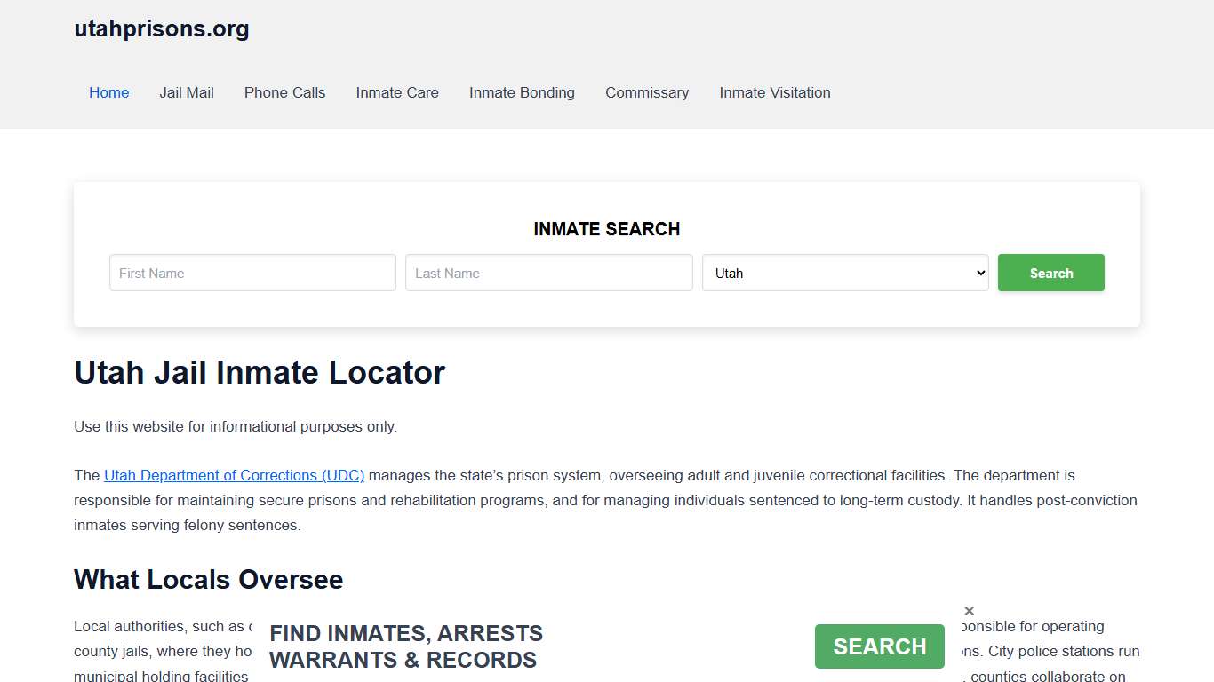 Utah Jail Inmate Search - UT DOC Prison Locator